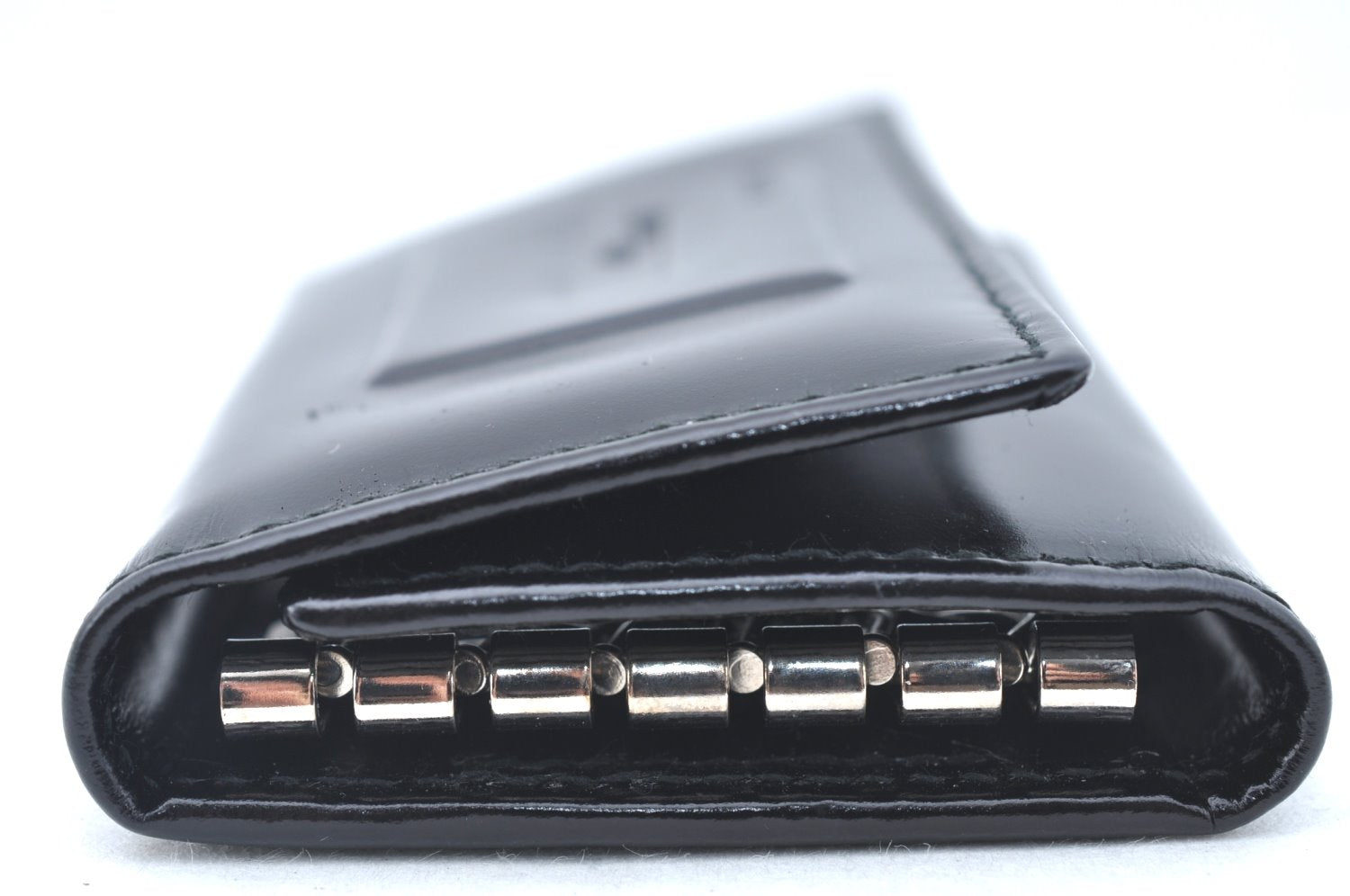 Authentic GUCCI Vintage 6 Hooks Key Case Holder Leather Black Box 7351F