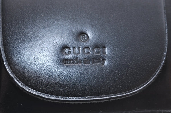 Authentic GUCCI Vintage 6 Hooks Key Case Holder Leather Black Box 7351F