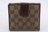 Authentic GUCCI Bifold Long Wallet Purse GG Canvas Leather Brown 2Set 7352D