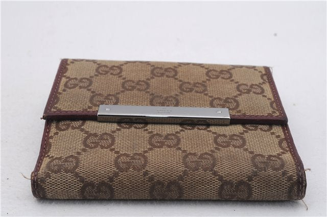 Authentic GUCCI Bifold Long Wallet Purse GG Canvas Leather Brown 2Set 7352D