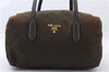 Authentic PRADA Nylon Leather Hand Boston Bag Khaki Green 7354C