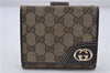 Authentic GUCCI Bifold Wallet Purse GG Canvas Leather 181596 Brown 7356D