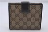 Authentic GUCCI Bifold Wallet Purse GG Canvas Leather 181596 Brown 7356D