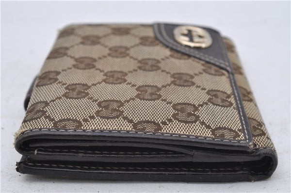 Authentic GUCCI Bifold Wallet Purse GG Canvas Leather 181596 Brown 7356D