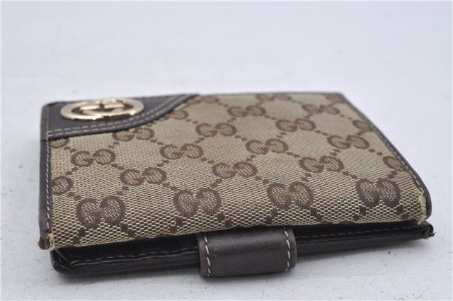 Authentic GUCCI Bifold Wallet Purse GG Canvas Leather 181596 Brown 7356D