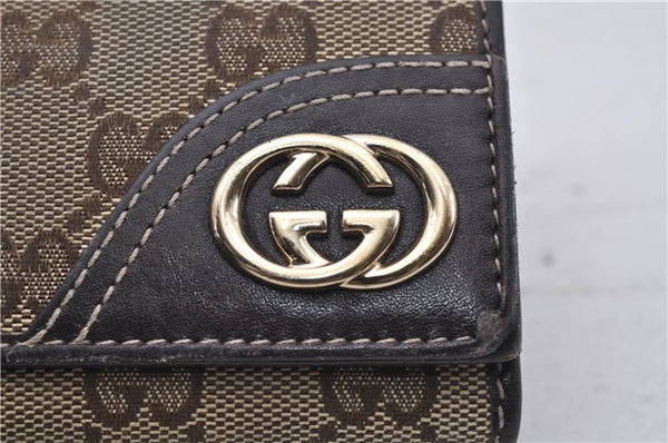 Authentic GUCCI Bifold Wallet Purse GG Canvas Leather 181596 Brown 7356D