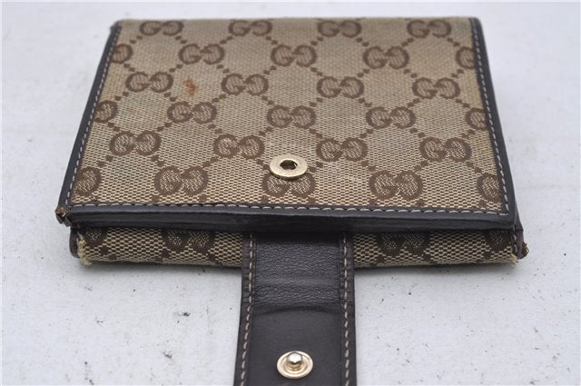 Authentic GUCCI Bifold Wallet Purse GG Canvas Leather 181596 Brown 7356D