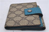 Authentic GUCCI Bifold Wallet Purse GG PVC Leather 115039 Brown Blue 7357D