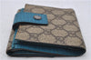 Authentic GUCCI Bifold Wallet Purse GG PVC Leather 115039 Brown Blue 7357D