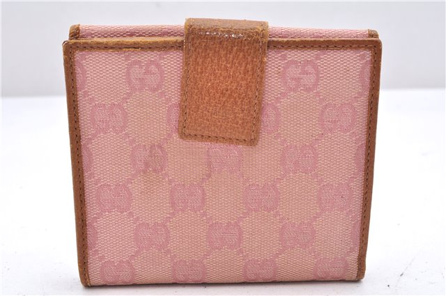 Authentic GUCCI Bifold Wallet Purse GG Canvas Leather 112664 Pink 7358D