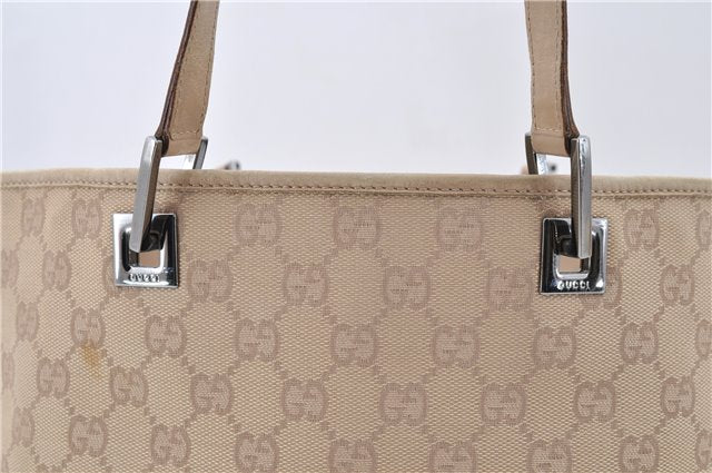 Authentic GUCCI Shoulder Tote Bag GG Canvas Leather Beige 7359C