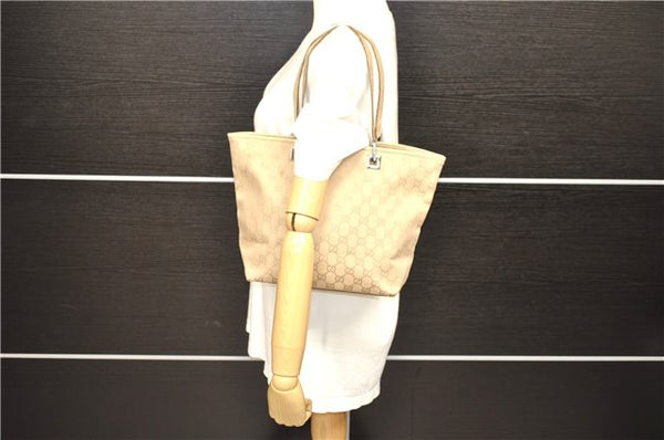 Authentic GUCCI Shoulder Tote Bag GG Canvas Leather Beige 7359C