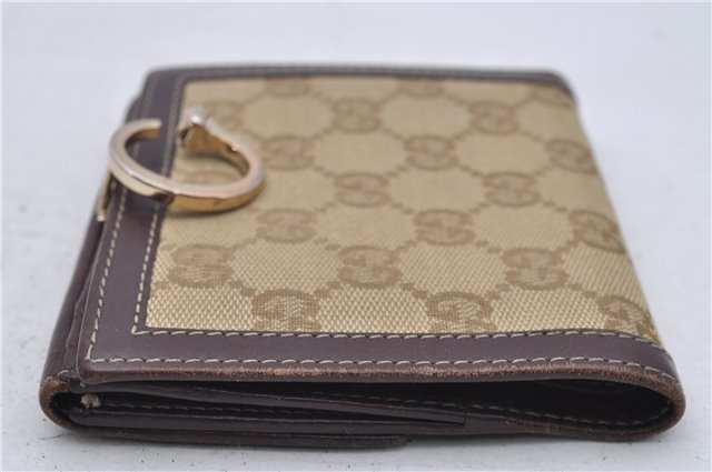 Authentic GUCCI Bifold Wallet Purse GG Canvas Leather 190390 Beige Brown 7359D