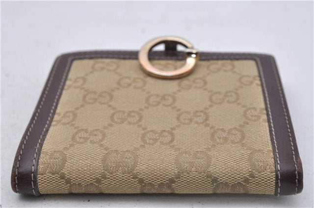 Authentic GUCCI Bifold Wallet Purse GG Canvas Leather 190390 Beige Brown 7359D