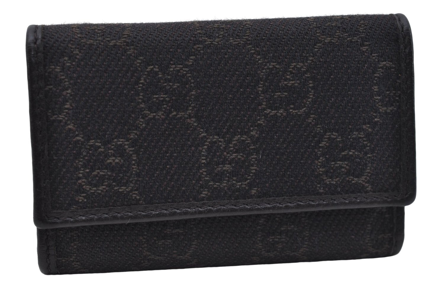 Authentic GUCCI 6 Key Case Holder GG Canvas Leather 150402 Brown 7363D