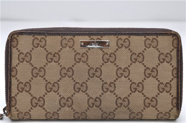 Authentic GUCCI Long Wallet Purse GG Canvas Leather 112724 Brown 7364D