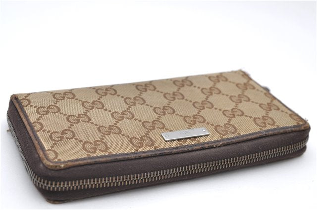 Authentic GUCCI Long Wallet Purse GG Canvas Leather 112724 Brown 7364D