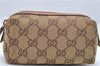 Authentic GUCCI Cosmetic Pouch Purse GG Canvas Leather 29596 Brown Orange 7365D