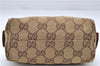 Authentic GUCCI Cosmetic Pouch Purse GG Canvas Leather 29596 Brown Orange 7365D