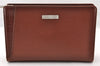 Authentic BURBERRY Vintage Leather Clutch Hand Bag Purse Brown 7365I