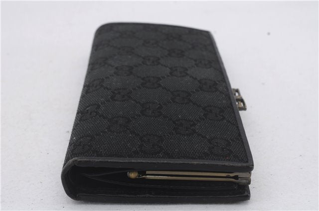 Authentic GUCCI Long Wallet Purse GG Canvas Leather 106650 Black 7367D