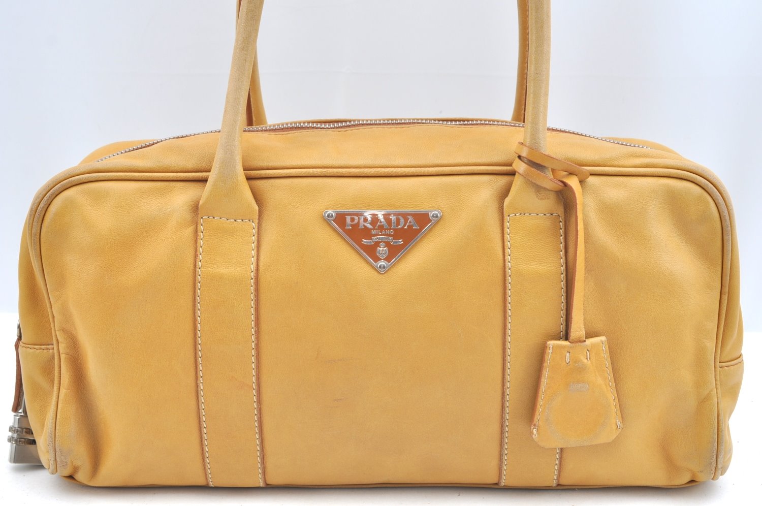 Authentic PRADA Nappa Hydre Leather Shoulder Hand Bag BR0962 Yellow 7368F