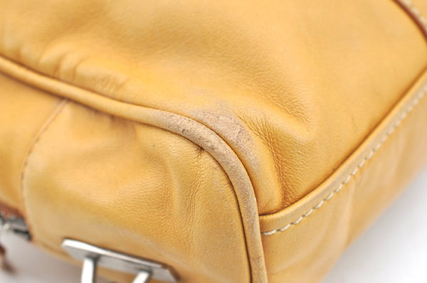 Authentic PRADA Nappa Hydre Leather Shoulder Hand Bag BR0962 Yellow 7368F