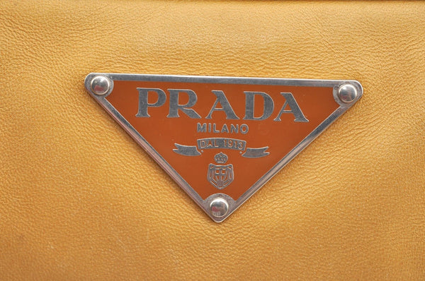 Authentic PRADA Nappa Hydre Leather Shoulder Hand Bag BR0962 Yellow 7368F