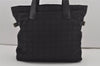 Authentic CHANEL New Travel Line Shoulder Tote Bag Nylon Leather Black 7368I