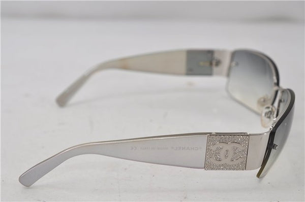 Authentic CHANEL Sunglasses Rhinestone CoCo Mark Plastic 4117-B Silver 7369D