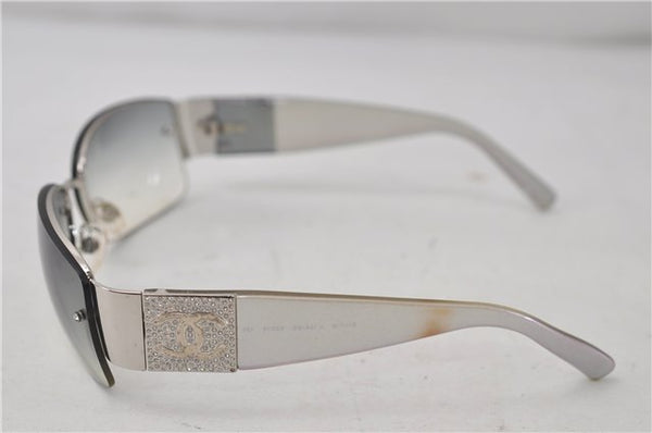 Authentic CHANEL Sunglasses Rhinestone CoCo Mark Plastic 4117-B Silver 7369D