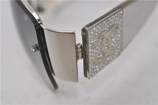 Authentic CHANEL Sunglasses Rhinestone CoCo Mark Plastic 4117-B Silver 7369D