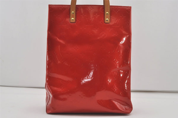 Authentic Louis Vuitton Vernis Reade MM Hand Bag Red M91086 LV 7373I