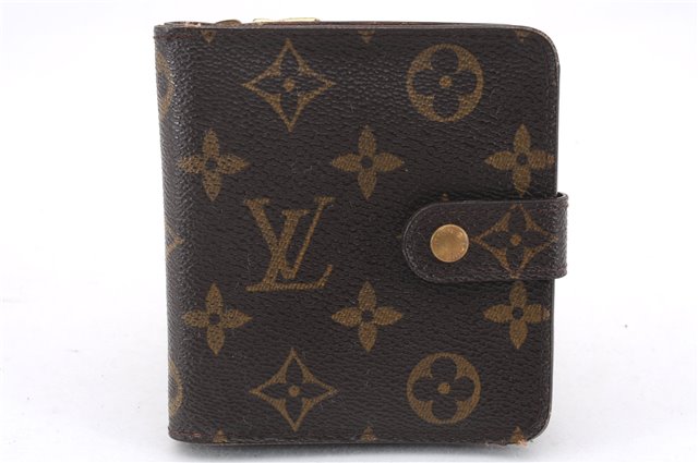 Authentic Louis Vuitton Monogram Compact Zip Bifold Wallet Purse M61667 LV 7377D