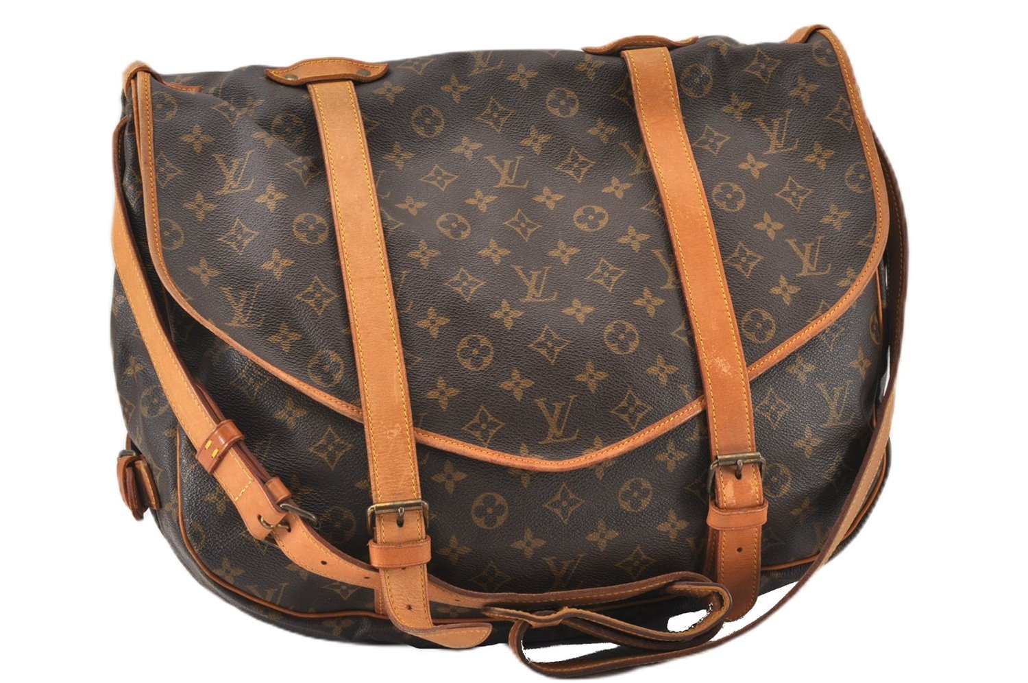 Authentic Louis Vuitton Monogram Saumur 43 Shoulder Cross Bag M42252 LV 7377F