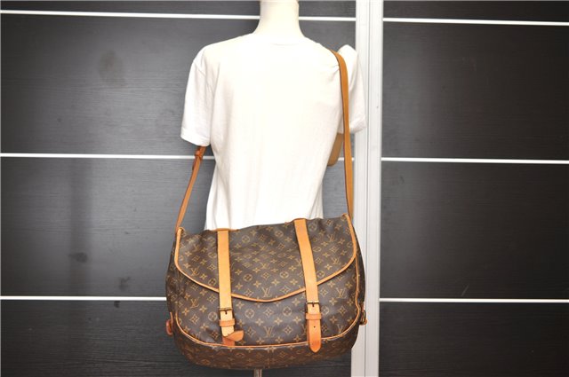 Authentic Louis Vuitton Monogram Saumur 43 Shoulder Cross Bag M42252 LV 7377F