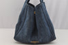 Authentic PRADA Vintage Canapa L Tote Hand Bag Denim Blue 7378I