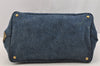 Authentic PRADA Vintage Canapa L Tote Hand Bag Denim Blue 7378I