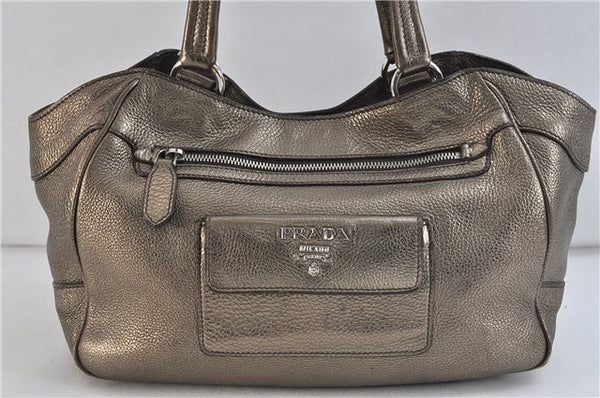 Authentic PRADA Leather Shoulder Hand Bag Purse Gold 7379C