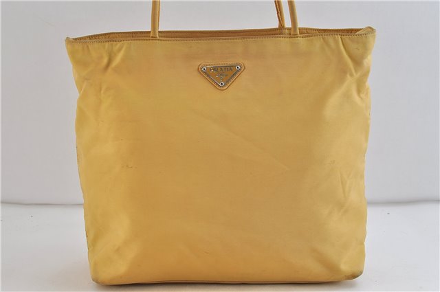 Authentic PRADA Nylon Shoulder Tote Bag Purse Yellow 7380C