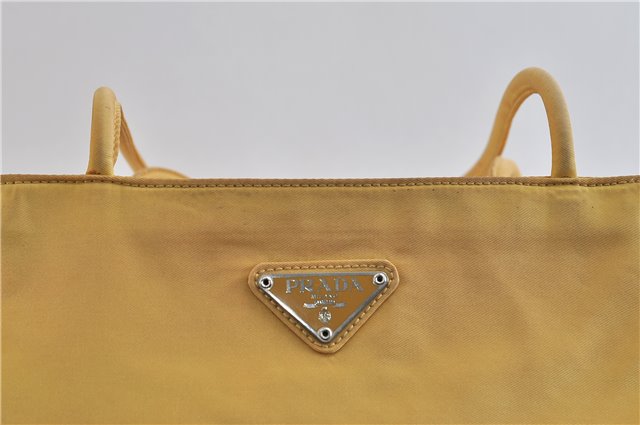 Authentic PRADA Nylon Shoulder Tote Bag Purse Yellow 7380C