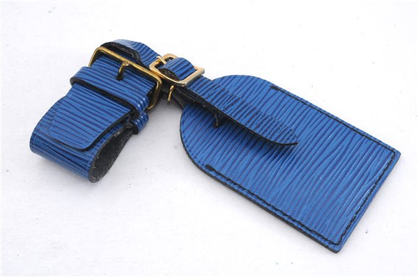 Authentic Louis Vuitton Epi Name tag Handle Holder Black Blue 10Set LV 7380D