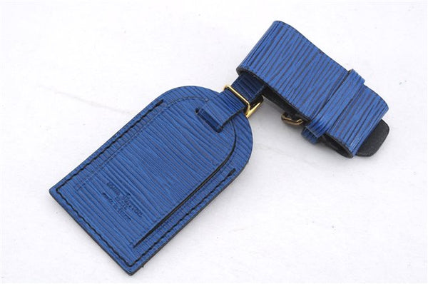 Authentic Louis Vuitton Epi Name tag Handle Holder Black Blue 10Set LV 7380D