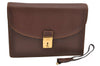 Authentic GUCCI Vintage Clutch Hand Bag Purse Leather Brown 7380F