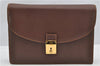 Authentic GUCCI Vintage Clutch Hand Bag Purse Leather Brown 7380F