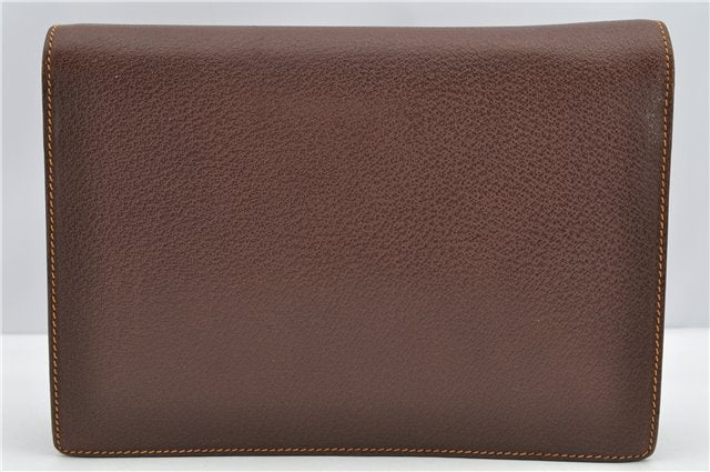 Authentic GUCCI Vintage Clutch Hand Bag Purse Leather Brown 7380F