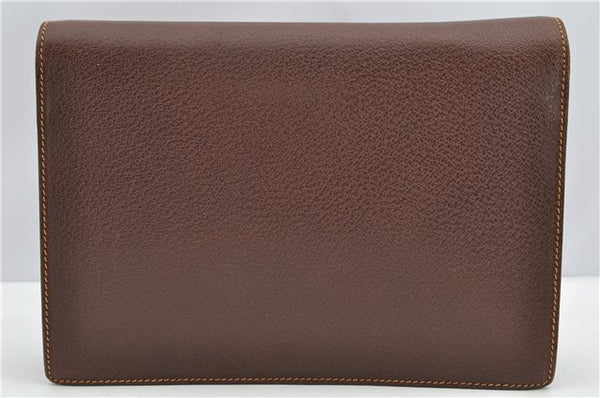 Authentic GUCCI Vintage Clutch Hand Bag Purse Leather Brown 7380F