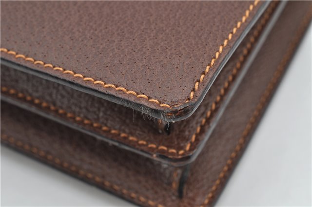 Authentic GUCCI Vintage Clutch Hand Bag Purse Leather Brown 7380F