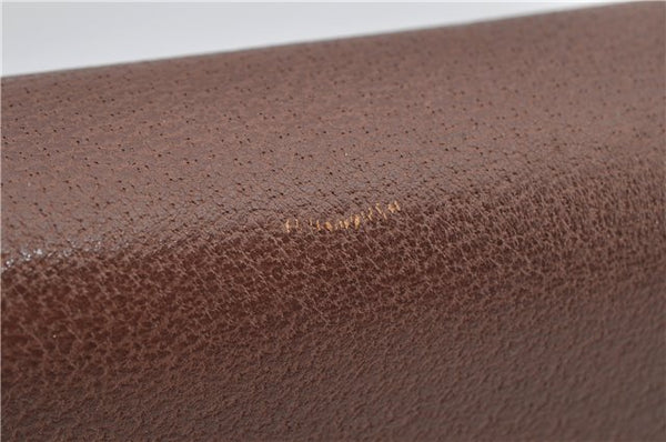 Authentic GUCCI Vintage Clutch Hand Bag Purse Leather Brown 7380F