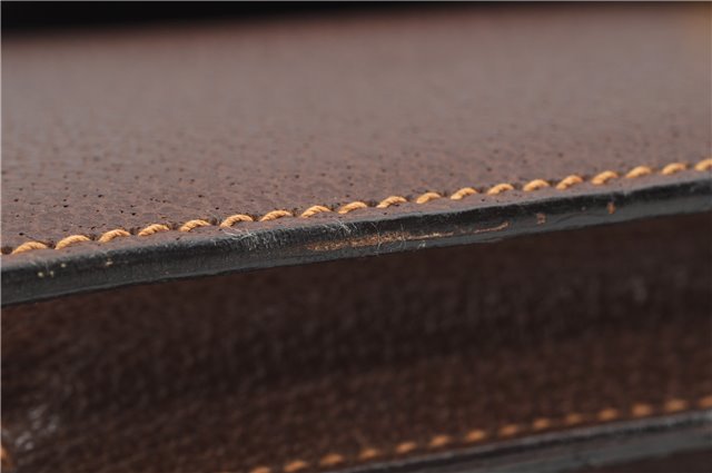 Authentic GUCCI Vintage Clutch Hand Bag Purse Leather Brown 7380F